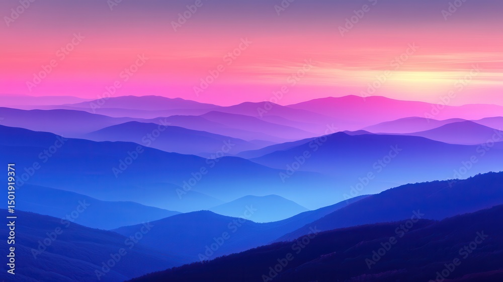 Obraz premium Serene Sunset Over Rolling Hills and Gradient Sky Hue