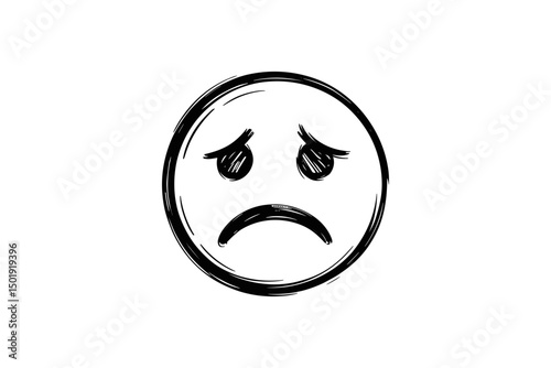 Sad Face Emoji Sketch Hand Drawn Emotional Expression Vector