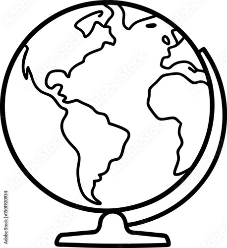 фотографія World glob outline icon on transparent background