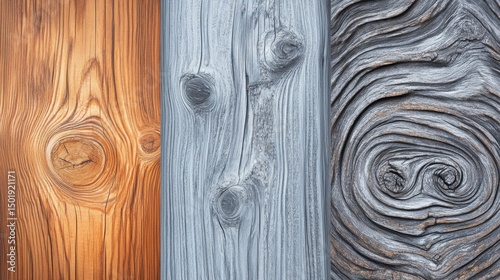 Textured Wood Panels with Unique Patterns and Natural Grain Variations