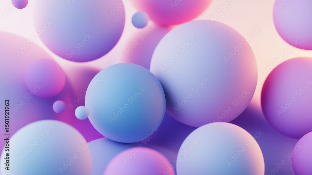 Abstract Composition of Colorful Spheres in Soft Pastel Tones Abstract Composition of Colorful Spheres in Soft Pastel Tones