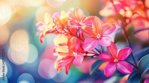Vibrant Blooming Flowers with Soft Bokeh Background in Spring Light