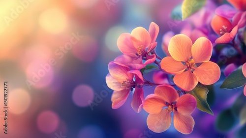 Vibrant Blossoms with Blurred Bokeh Background in Soft Pastel Hues