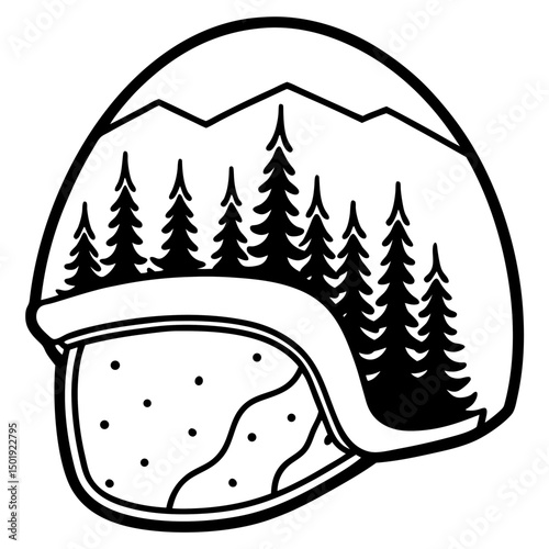 Nature Helmet Vector – Forest Texture on White
