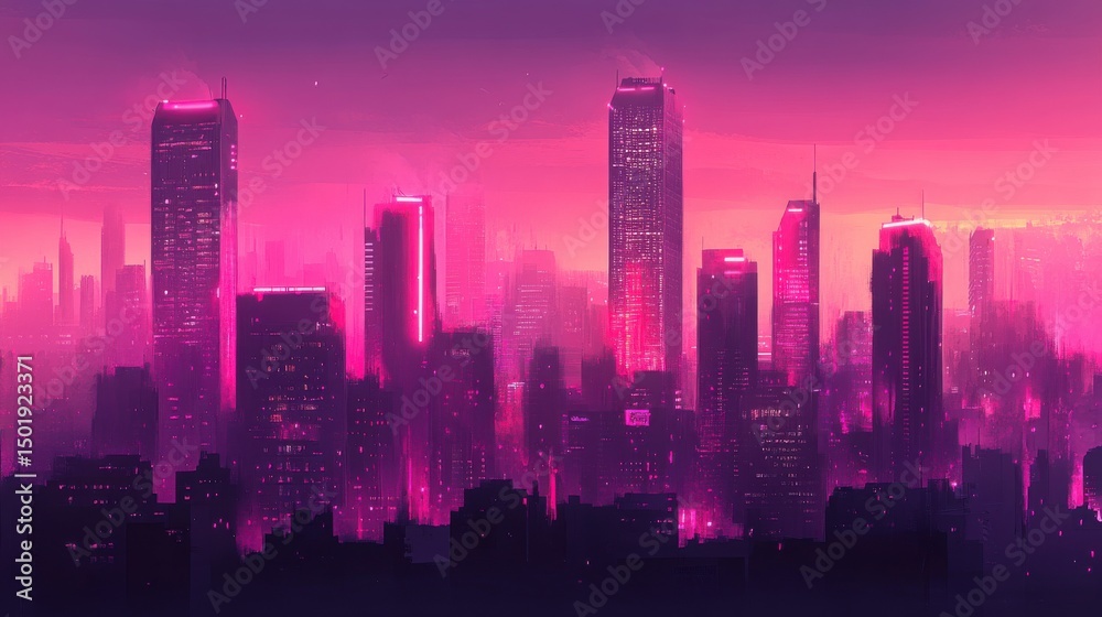 custom made wallpaper toronto digitalVibrant Neon Cityscape with Futuristic Glow at Dusk