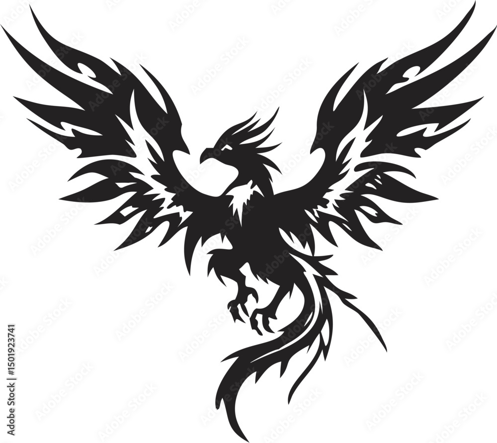 Fototapeta premium Majestic Phoenix Silhouette with Spread Wings