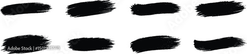 Vintage line vector brush strokes set, rough grunge thick paint line textures