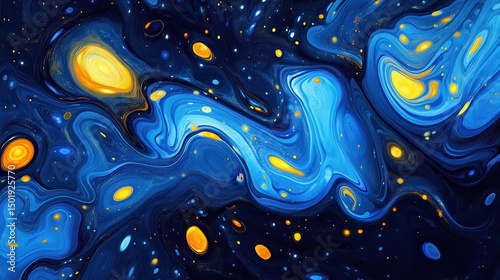 Abstract Cosmic Background Full of Colorful Swirls in Dark Space