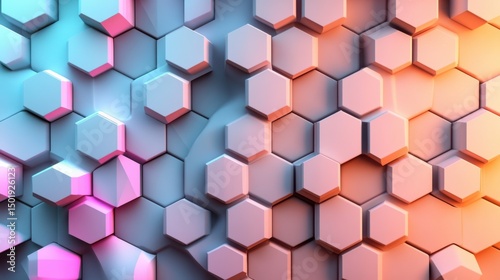Abstract Hexagonal Pattern with Soft Gradient Lighting and Shadows