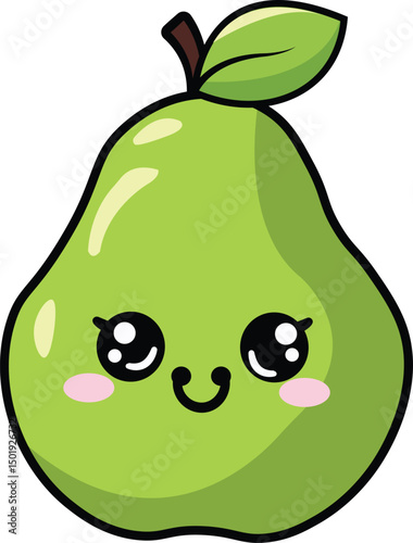Cute kawaii guava fruit illustration