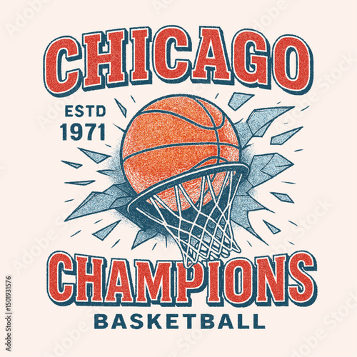 Chicago Basketball Champions team. sports vinatge graphics. vintage hockey t-shirt design. Chicago T-shirt Design, Basketball sports graphics.