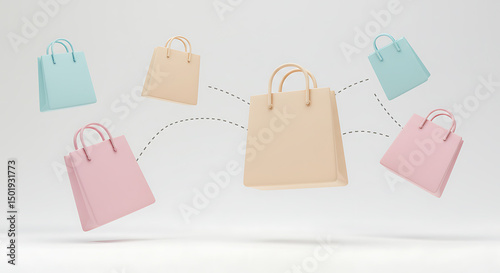 Shopping Bags in Pastel Colors