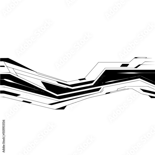 Abstract Tech Stream: Minimalist Black and White Digital Design