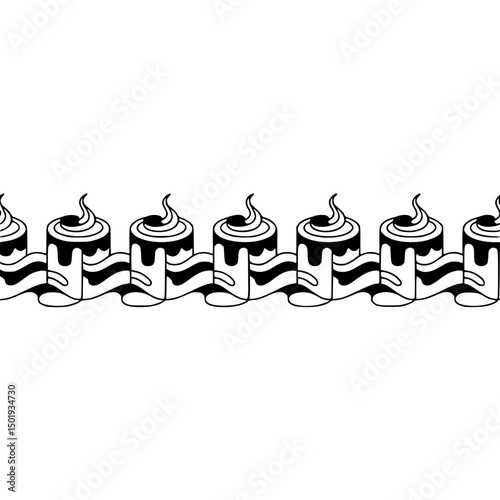 Geometric Cake Border: Black & White Vector Illustration