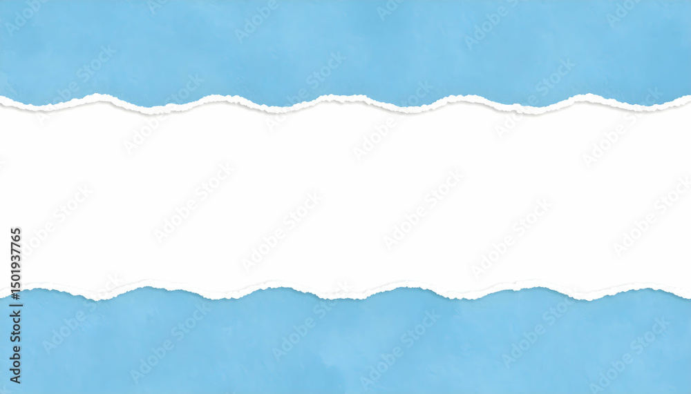 Torn White Paper on Light Blue Background Torn White Paper on Light Blue Background