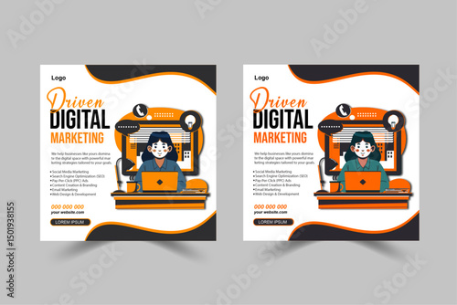 Driven Digital Marketing social Media poster design.