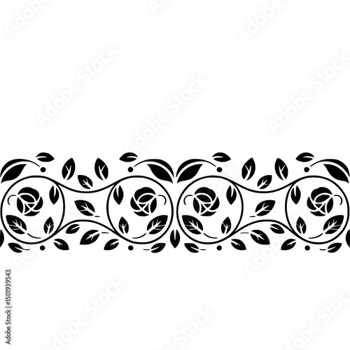 Wallpaper Mural Elegant Floral Border: Black Roses and Leaves on Gradient Background Torontodigital.ca