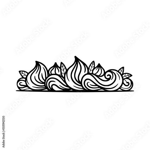 Black and White Floral Border Vector, Ornamental Design Element