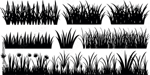 seamless, garden, nature, planting, plant, summer, season, spring, in silhouette, grass area, herb, blade of grass, yard - grounds, background, black, grass hill