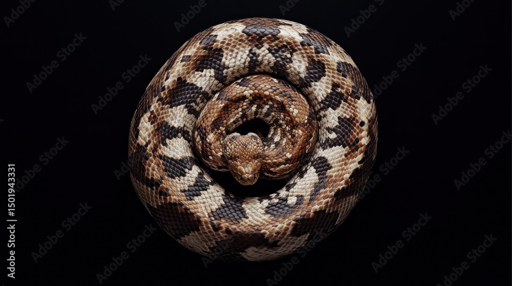Obraz premium Large snake coiled in a circle