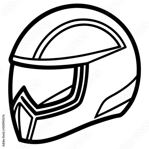 Minimalist Curved Helmet Vector on White