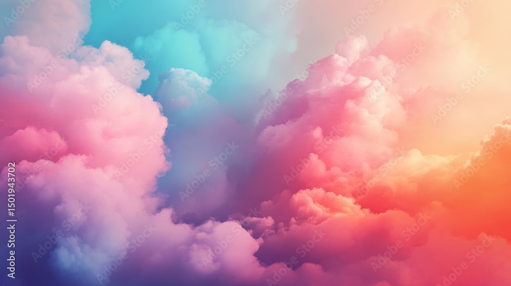 Fototapeta premium Colorful Dreamy Clouds with Soft Pink and Blue Hues in the Sky