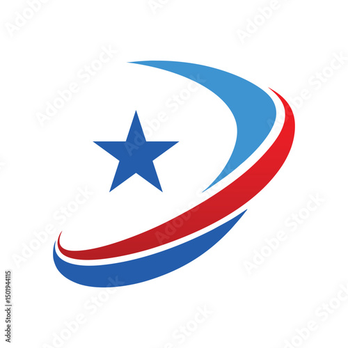 Vector Star Swoosh Blue Red Logo Design