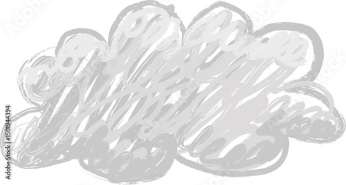 grey cloud hand-draw vector icon