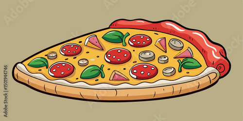 pizza with salami and cheese, Whole pepperoni pizza pie with loose slice icon