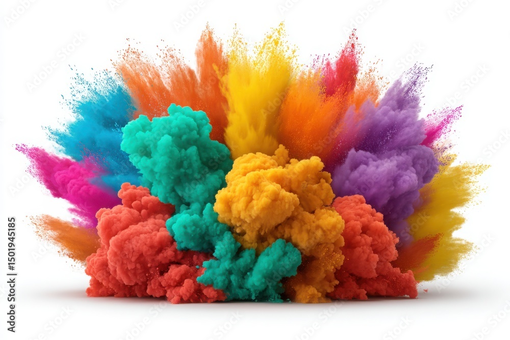 Fototapeta premium Colorful powder explosion effect on white background