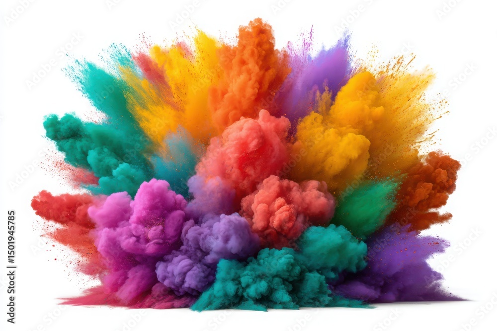 Fototapeta premium Colorful powder explosion effect on white background
