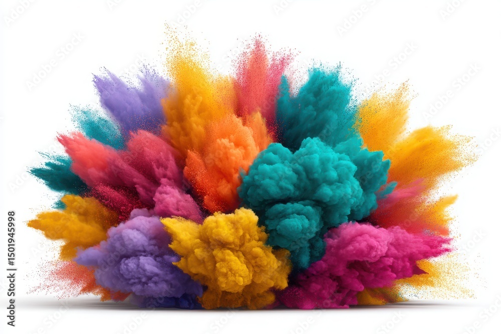 Fototapeta premium Colorful powder explosion effect on white background