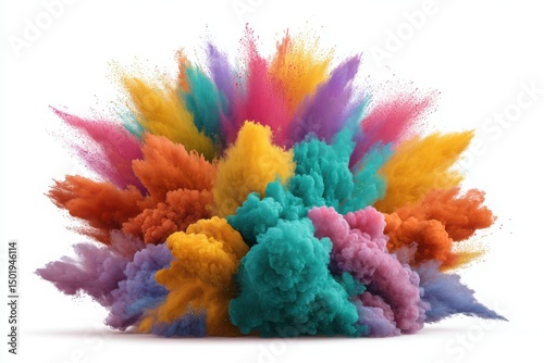Colorful powder explosion effect on white background