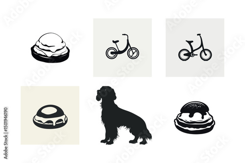 Set of simple black and white icons