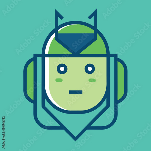 Cheerful robot character design for technology and innovation in a modern digital landscape illustrating artificial intelligence concepts