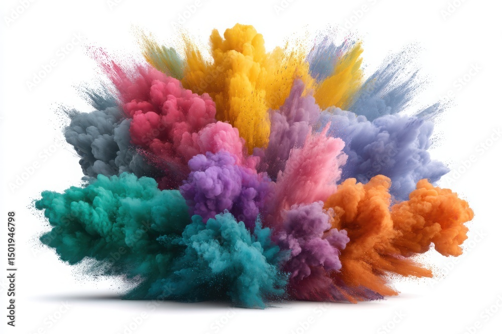 Naklejka premium Colorful powder explosion effect on white background