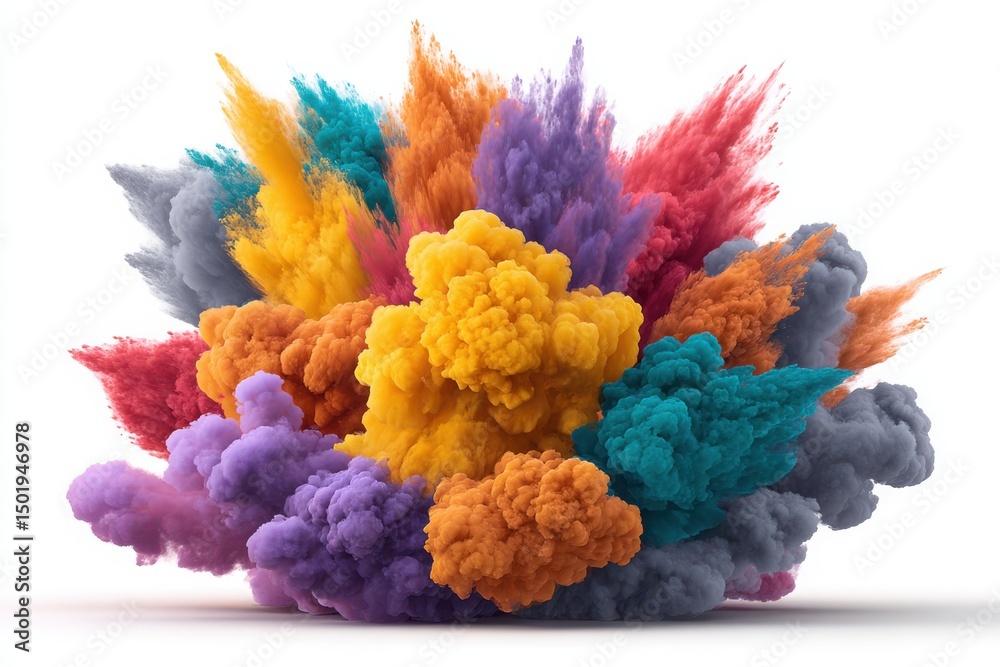 Fototapeta premium Colorful powder explosion effect on white background