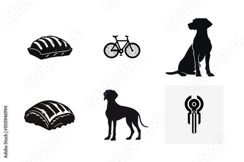 Collection of black and white vector icons