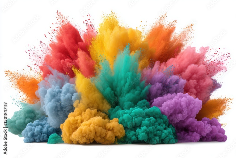 Fototapeta premium Colorful powder explosion effect on white background