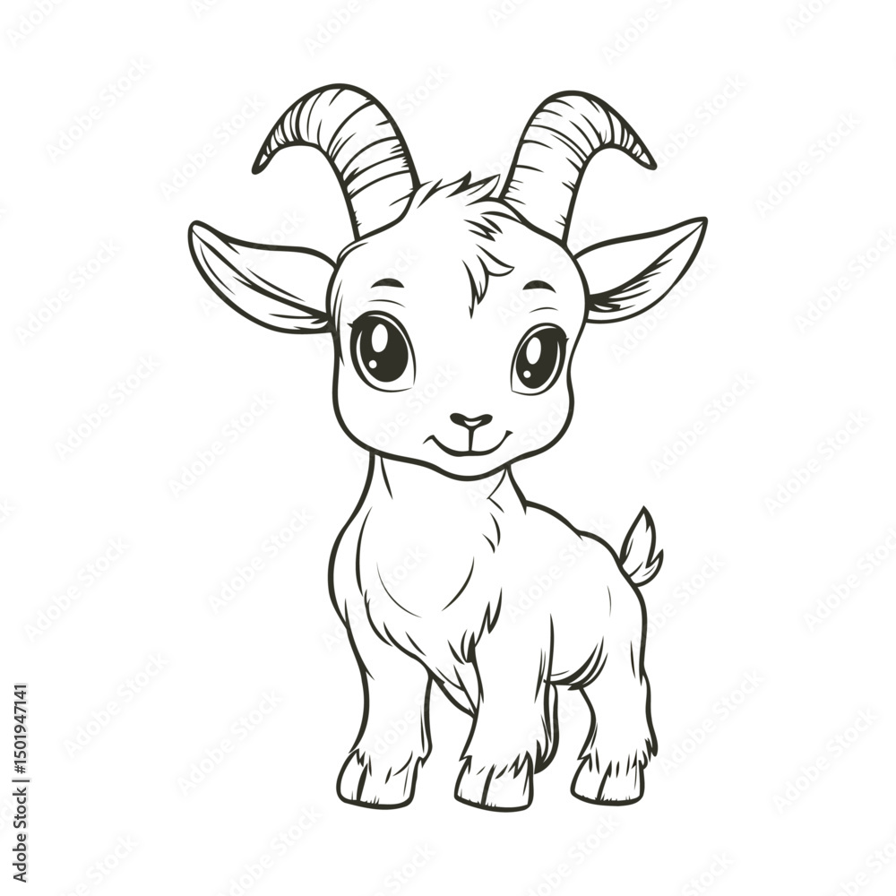 Baby Goat Vector Line Drawing Baby Goat Vector Line Drawing