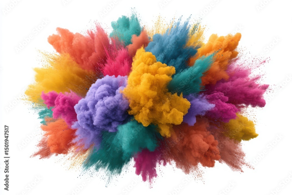 Fototapeta premium Colorful powder explosion effect on white background