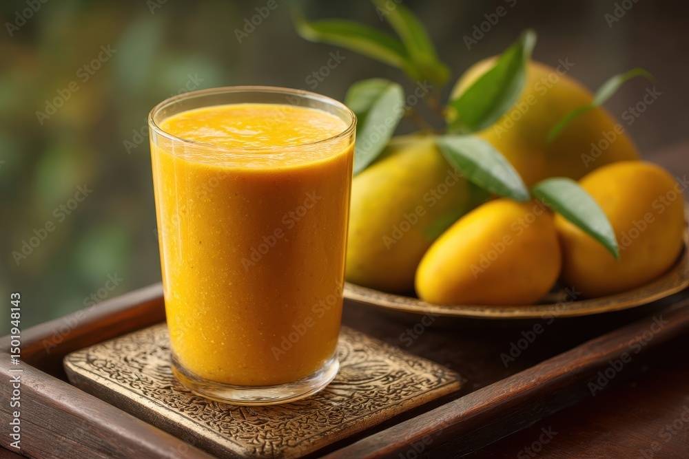 Healthy mango smoothie in glass, made with ripe mango and yogurt, tropical summer beverage with creamy texture, isolated on white background, fresh fruit and dairy combo Healthy mango smoothie in glass, made with ripe mango and yogurt, tropical summer beverage with creamy texture, isolated on white background, fresh fruit and dairy combo