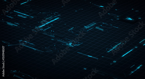 Abstract Grid with Glowing Elements