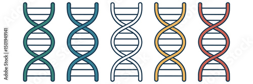 dna icon set, dna helix, chromosome, molecule symbol, Vector illustration