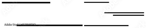 Black horizontal lines of varying lengths spaced apart in an abstract layout. Ideal for design, creativity, minimalism, abstraction, balance, geometry, and modernity. Flat simple metaphor