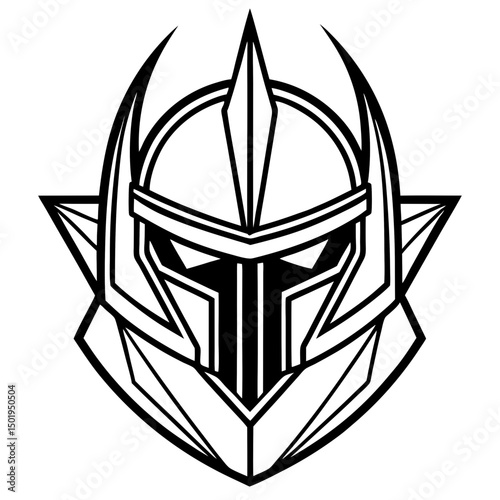 Sleek Sci-Fi Battle Helmet Vector on White