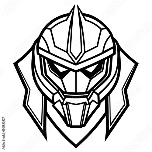 Sleek Sci-Fi Battle Helmet Vector on White