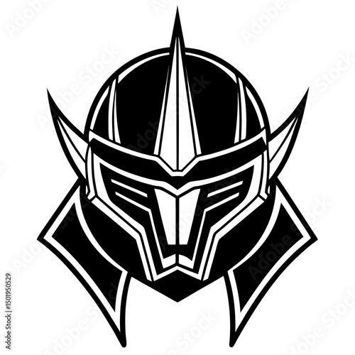 Sleek Sci-Fi Battle Helmet Vector on White