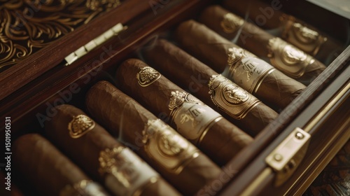 Exquisite craftsmanship: A humidor's luxurious collection of perfectly crafted cigars