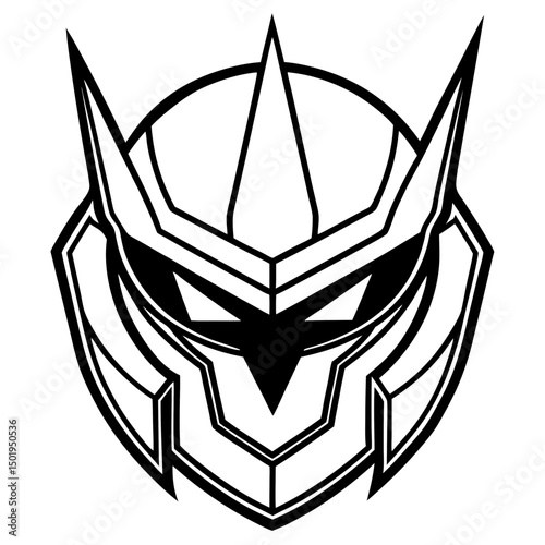 Sleek Sci-Fi Battle Helmet Vector on White